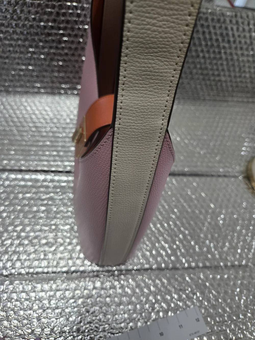Kate Spade  Pink Leather Shoulder Bag with Orange/ Off White Accent